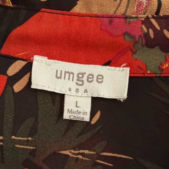 Umgee Black Collared Long Sleeve Dress w/ Vibrant Floral Pattern, SZ L LIKE NEW - Picture 6 of 7